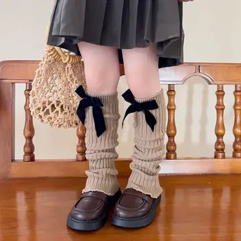 Japonų Stiliaus Lankas Juostelės Kojų Šildytuvus Balletcore JK Vaikų Kojos Kojinių Vilnonių Ilgas Kojines Megzti Kojos Padengti Ruduo/Žiema