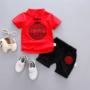 Jlong Kinų Stiliaus 0-5 Metų Vaikams Laisvalaikio Komplektus Drabužių Rinkiniai Bamblys Kūdikių Berniukų Trumpomis Rankovėmis T-Shirt Viršūnes+Šortai
