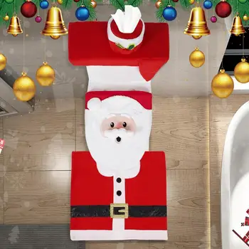 Kalėdų Eglutė Vonios Rinkinys Dušo Užuolaidų Komplektas Vandeniui Santa Claus Anti-slydimo Kilimėliai Tualeto Dangčio Vonios Užuolaidos su Kabliukais Rinkinys