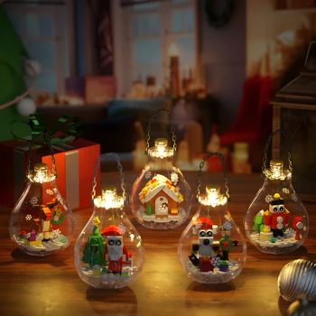 Kalėdų lemputės, sieniniai Blokai Žaislai su Apšvietimo Komplektas Kalėdų Eglutės papuošalus Kalėdų Dovanos Vaikams