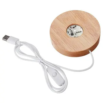Karšto 10cm Mediniai Led Lempos Pagrindo USB Kabelį Įjunkite Nakties Šviesos 3D Led Naktį lempose Ilgai Akrilo 