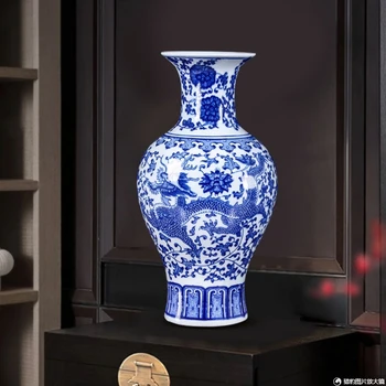 Kinijos Jingdezhen Mėlyna Ir Balta Vaza Keramika Papuošalai Biuro Kavos Stalo Puošyba, Amatų Parduotuvės, Kavinė Klubas Baldų Dekoras