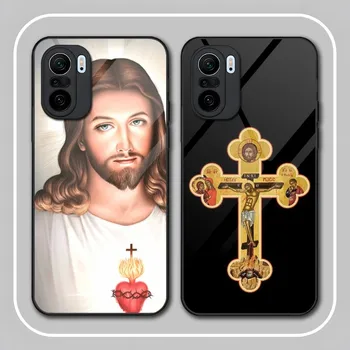 Krikščionių Religinės Jėzus Telefono dėklas Stiklo Xiaomi PocoF3 11 11T 10 12X 12Pro Lite Redmi Pastaba 10 9 8 Pro 