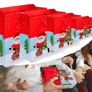 Linksmų Kalėdų Dovanų Maišeliai Su Rankena Kalėdų Senelio Elnias Modelis Kartono Bag Rankinė Kalėdų Saldainiai Slapukas Dovanų Pakavimo Krepšiai