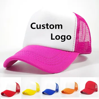 Logotipą trucker skrybėlės Vasaros unisex vyrų, moterų atsitiktinis sporto putų skrybėlės Lenkti kraštų akių beisbolo kepuraitę