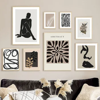 Matisse Palieka Mergina, Geometrijos Abstrakčiai Sienos Meno Tapybos Drobės Juoda Juoda Plakatai Ir Spausdina Sienos Nuotraukas Gyvenimo Kambario Dekoro