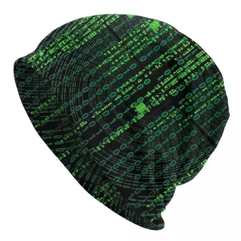 Matrix Originalas Žalia Dizainas Vyrai Moterys Suaugusiųjų Beanies Kepurės Megztos Variklio Dangčio Skrybėlę Šiltas Mados Rudens-Žiemos Lauko Skullies Skrybėlės