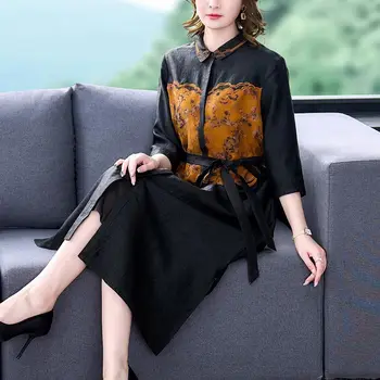 Megztinis Suknelės Moteris 2023 Naujas Sunkiasvoris Šilko Prarasti Kinų Stiliaus Mados Retro Didelio Dydžio Elegantiškas Rudens Dress Z3060