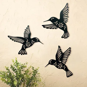 Metalo Hummingbird Bičių Sienos Meno Apdailos Tuščiaviduriai Iš Geležies Paukščių Skulptūros Vandeniui Sienos Kabo Figūrėlės Ornamentu Namų Dekoro