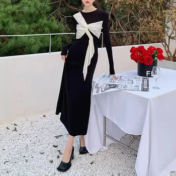 Moterys, Black, Gothic-line vakarinę Suknelę Y2k Derliaus ilgomis Rankovėmis Prabangūs Suknelė Elegantiškas Vienas Gabalas Frocks 90s Emo 2000-ųjų Drabužius 2024