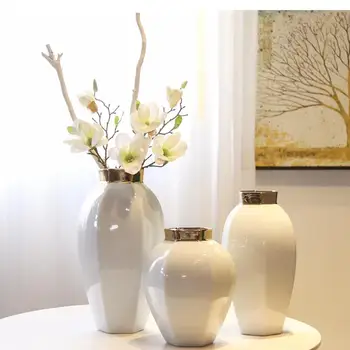 Namo Apdaila Vaza Keramikos Danga Aukso Balta Vaza Kambarį Biuro Baldai, Amatų Stalviršio Vaza Gėlių Išdėstymas