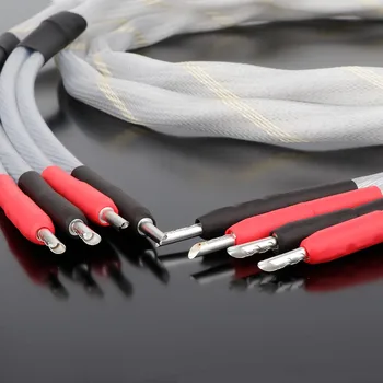 Nauja Pora X420BA1417 5nocc (99.997%) gryno sidabro garsiakalbio kabelį atnaujinti Hi-end garso stiprintuvas garsiakalbio kabelį, Y Plug Bananų Pl
