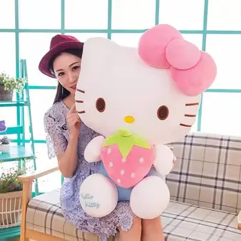 Naujas Sanrio Plushies Didelis Dydis Braškių Hello Kitty Pliušiniai Žaislai Kawaii 