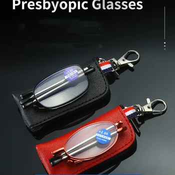Nešiojamas Sulankstomas Skaitymo Akiniai, Unisex Ultralight Metalo Turas Aikštėje Kovos Su Mėlyna Šviesa Akiniai Presbyopia Gafas