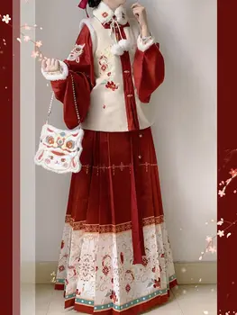 Originalaus Stiliaus Triušis ming-pagaminti Hanfu Moterų Kinų Stiliaus Siuvinėjimų Maišas su Užtrauktuku Maišelį Pearl Grandinės Rudenį, Žiemą Kasdien Hanfu Krepšys