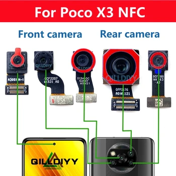 Originalus Galiniai Priekinės Kameros Modulis Xiaomi Mi Poco X3 NFC X3nfc M2007J20CG M2007J20CT Selfie Pagrindinis galinė vaizdo Kamera Flex Kabelis