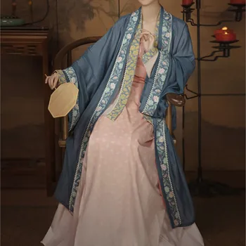 Originalus Hanfu Suknelė Moterims Daina Juosmens ilgis Klostuotas Sijonas Kinijos Atkurti Lėktuvo Rankovėmis Pavasarį, Rudenį Hanfu Kostiumas