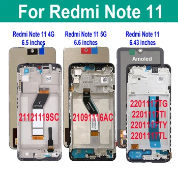 Originalą Xiaomi Redmi 11 Pastaba 4G 5G 21121119SC 21091116AC 2201117TG 2201117TI LCD Ekranas Jutiklinis Ekranas skaitmeninis keitiklis Asamblėja