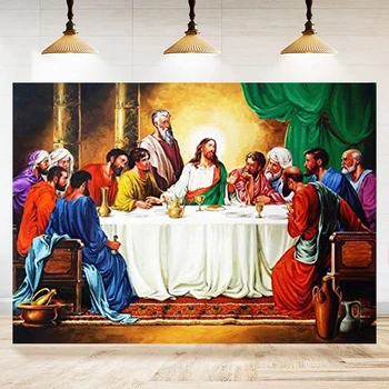 Paskutinė Vakarienė Fotografijos Fonas Kristus Jėzus Su Dvylika Apaštalų Foną Gelbėtojas Papuošti Reklama