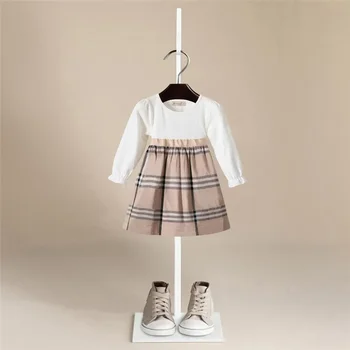 Rudenį Mergaičių Suknelės Kids Plaid Elegantiškas Princesė Dress Baby Girl Sujungimas Lankas Diržų Suknelė 2 3 4 5 6 Metų Vaikams, ne Drabužių