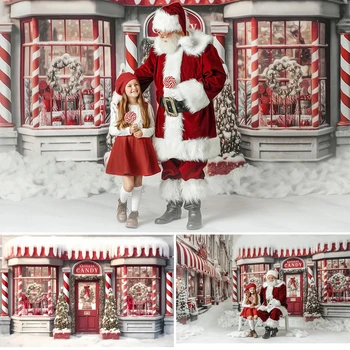 Saldainių Parduotuvė Fonas Fotografijai Žiemos Kalėdos Vaikų Portretas Gimtadienio Fone Snaigės Kalėdų Eglutė Dekoras Rekvizitai