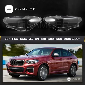 Samger 1Pair Automobilių Priekinių Žibintų Padengti BMW X3 X4 G01 G02 G08 2018 2019 2020 2021 Skaidrus Lampshdade Žibinto Korpuso