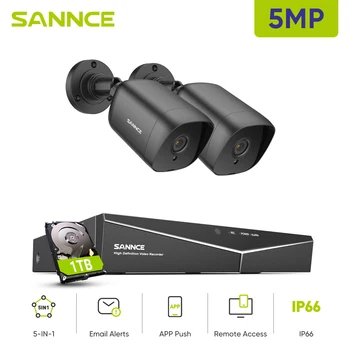 SANNCE 8CH 5MP Lite Vaizdo Apsaugos Sistemos CCTV Kit Naktinis Matymas Su 2X 5MP Vandeniui Stebėjimo Kameros H. 264+ DVR