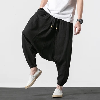 Sinicism Tarpkojo Saggy Kelnės Streetwear Vasaros Derliaus Atsitiktinis Sweatpants Hipių Kelnes Japonų Kimono Kelnės Vyrams Gėlių Kelnės