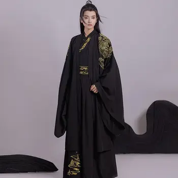 Siuvinėti Dragon Cardigan Hanfu Kostiumai Naujas Kinų Stiliaus Drabužius Vyrų, Moterų Senovės Wei-Jin Kostiumai Derliaus Cosplay Apranga