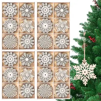 Snaigės Kalėdų Papuošalų, Medinių Snaigių Ornamentais Ir Stalo Dekoro Nebaigtų 24PC 