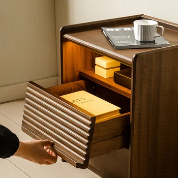 Staliukas, medžio masyvo, integruota black walnut švediškas stalas, modernus minimalistinio staliukas, miegamojo grindų iki lubų saugojimas