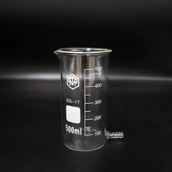 Stiklinę į aukštas forma su Apatinio vamzdelio,Talpa 500 ml,Stiklinė, su kanalėliai,Išorinis skersmuo=75mm,Aukštis=153mm,Laboratorinė stiklinė