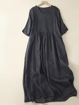 Suknelės Moterims 2023 Vasaros Naują korėjos Stiliaus Ilgos Suknelės, PALAIDI Elegantiškas Moteris, Drabužių Kietas Apdaras trumparankoviai Vintage Suknelė
