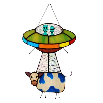UFO Karvė Pakabukas vitražas Langą Skydelis Kūrybos Dažytos Kabo Pakabukas Sodo Puošmena