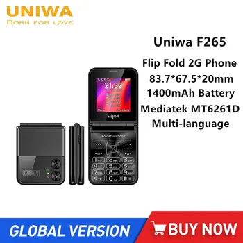 UNIWA F265 Kartus Apversti Telefoną Dvigubas Ekranas Vieną Nano Didelis Mygtukas 2G Mobiliojo Telefono Vyresnio amžiaus 1400mAh Baterija anglų Klaviatūra
