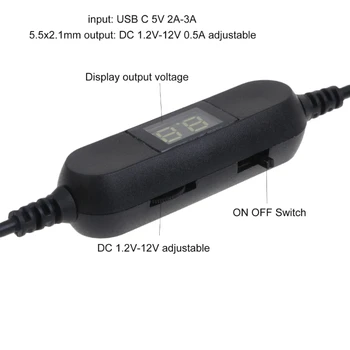 USB C 2V 3V 4.5 V 6 V 8V 12V Reguliuojamas Įtampos Kabelis su LED Voltmeter Y3ND