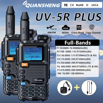 UV 5R Plius Quansheng Walkie Talkie 50-600MHz Pilna Juosta AM FM Kryžiaus Juosta NOAA DTMF Scrambler Dažnio Kopijuoti 3800mAh Du Būdu Radijo