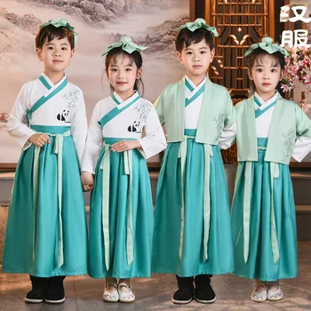 Vaikų senovės drabužiai, Hanfu, tradicinė Kinų mokyklą drabužių, pradinės mokyklos mokinių knygų, Kinų stiliaus,