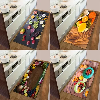 Vaisių ir augalinio maisto 3D spausdinimo modelis dekoratyvinis durų kilimėlis gyvenamasis kambarys, virtuvė, neslidžia grindų namų puošybai
