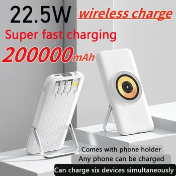 Wireless power bank 200000mAh, greitai magnetinio siurbimo, nešiojamų, built-in kabelis, trys viename patvarus mobilus maitinimo šaltinis