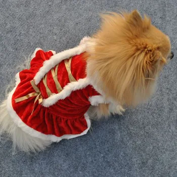 Čihuahua Mažų Gyvūnėlių kalėdų kailio drabužiai šuo suknelę žiemos perro Kalėdos suknelė raudona palaidinukė Vest Augintiniai Katė Šilta suknelė