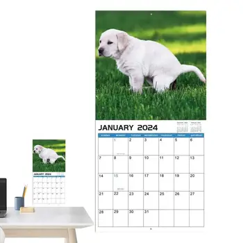 Šunys Pooping Kalendorius 2024 Šuo Pobūdžio Skambučių Mėnesio Kalendorius Juokinga Sienos Meno Kamštukas Humoro Dovana Išdaiga Kalendoriaus Sausio 2024 Iš