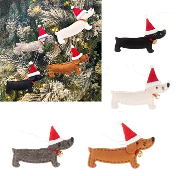 Šuo Pakabukas Kalėdų Juodas Šuo Pliušinis Pakabukas Šuniukas Su Žavinga Skrybėle Animacinių Filmų Įdaryti Kuprinė Ornamentu Kalėdų Dovana Prekes