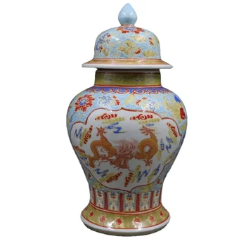 Šviesiai Mėlyna Imbieras Jar Meno Kinų Drakonas Vaza Phoenix Senovės Kinų Porceliano Emaliu padengtas Keramikos Vaza su Dangčiu Jar Gėlių Vaza